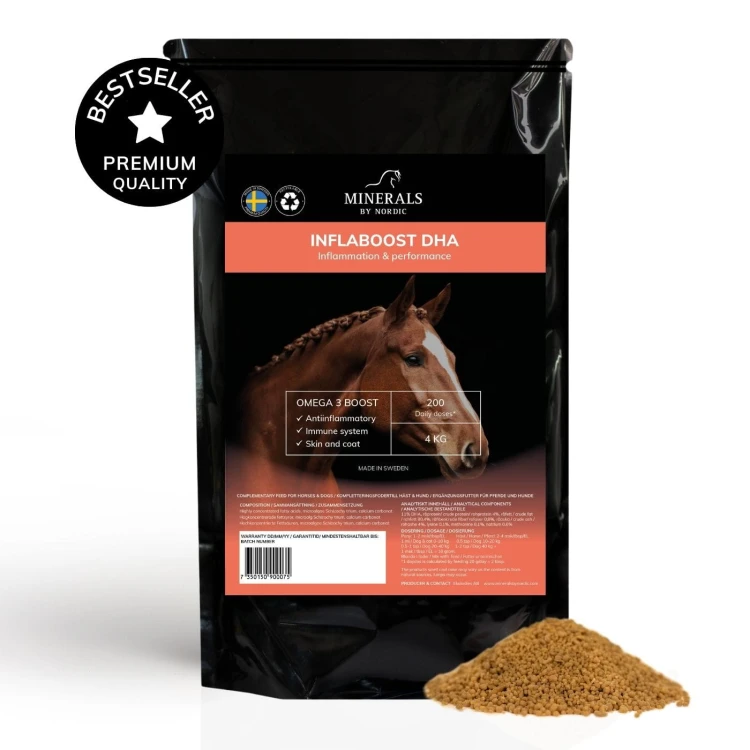 Inflaboost DHA dla koni 4 kg Minerals by Nordic – opakowanie z granulatem