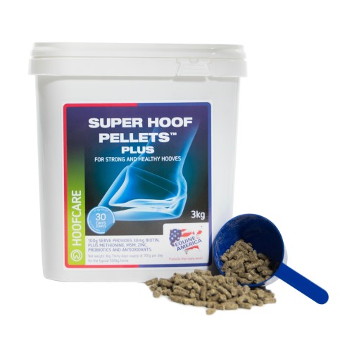 Super Hoof Pellets Plus 3 kg – pellet wspierający zdrowe i mocne kopyta koni z miarką