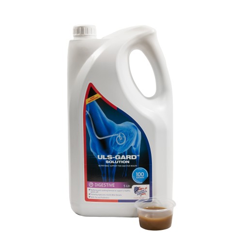 ULS-GARD Solution 5 l Equine America – suplement wspierający układ trawienny koni, zdrowie żołądka, beta-glukany, kwas hialuronowy, prebiotyki, probiotyki, preparat dla koni sportowych i hodowlanych.