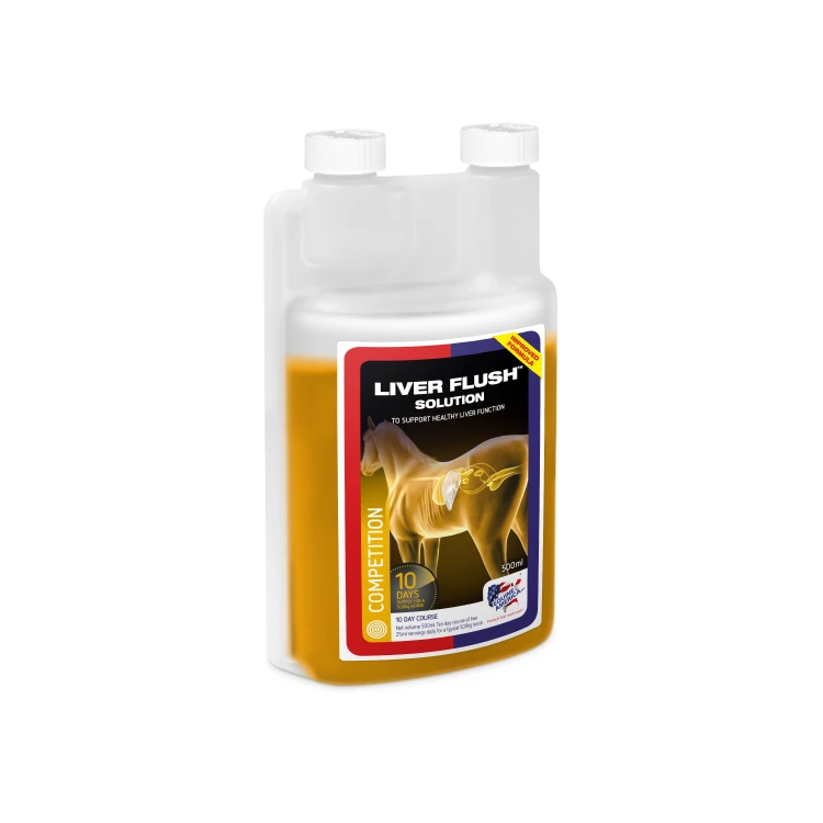 Liver Flush Solution 500 ml – płynny suplement dla koni wspierający prawidłową pracę wątroby.
