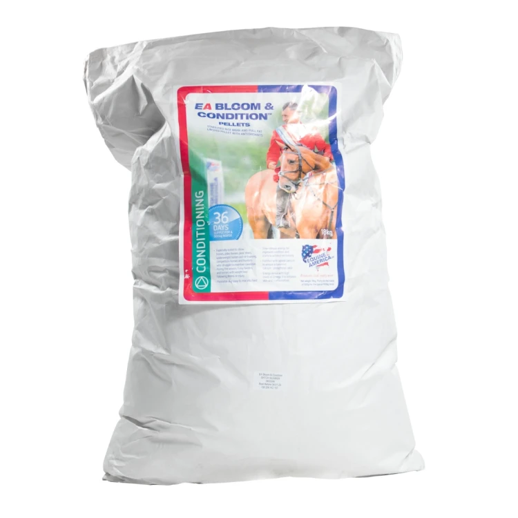 EA Bloom &amp; Condition Pellets 18 kg – pasza uzupełniająca dla koni wspierająca kondycję, masę mięśniową i prawidłową sylwetkę.