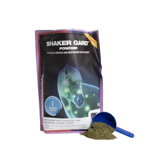 Shaker Gard Powder 1,5 kg dla koni – suplement wspierający układ nerwowy i oddechowy, szczególnie w okresach sezonowych.